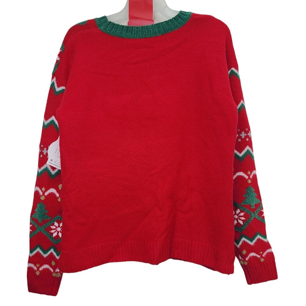 Holiday Time Womens Sz Small Holiday Christmas Knit Ugly Sweater Red w Headband - Picture 4 of 12